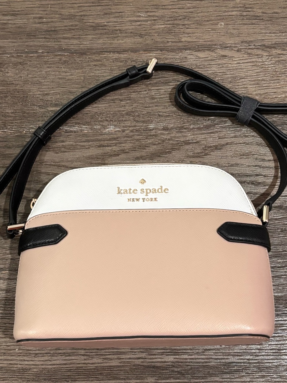Kate Spade Colorblock Dome Crossbody White Tan Black